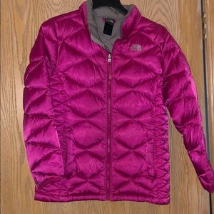 Girls Pink North face puffer jacket